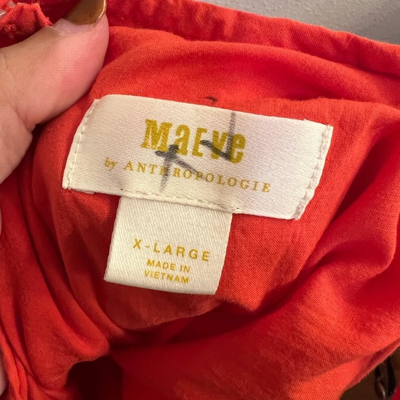 Maeve Anthropologie Orange Chrysanthemum Wide Leg Jumpsuit - Picture 7 of 7